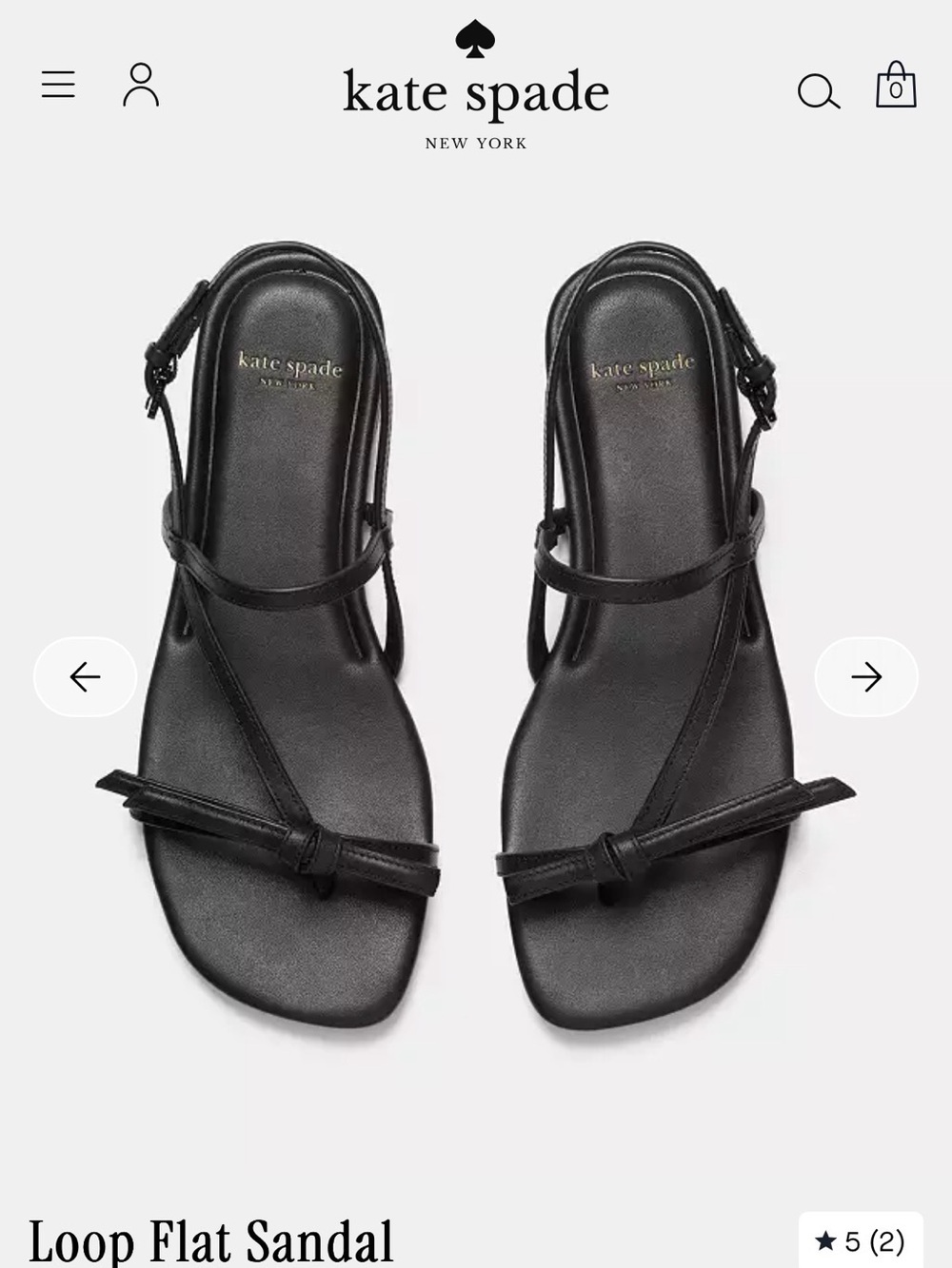 kate spade Black Leather Loop Knot Sandal